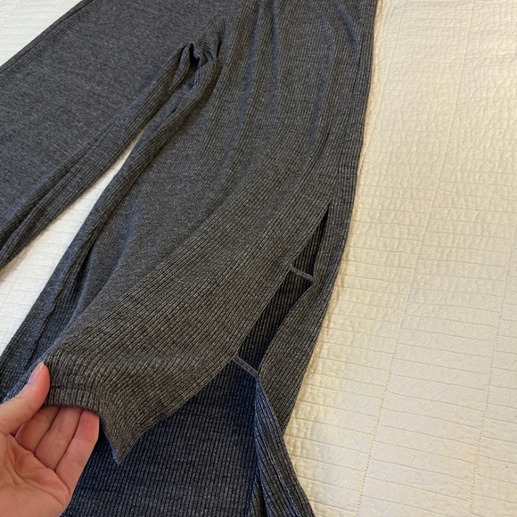 Project Social T Wide Leg Charcoal Knit Pants Medium NWOT Ribbed - Picture 7 of 8